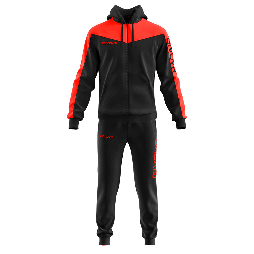 Givova Roma Hooded Tracksuit Black Red