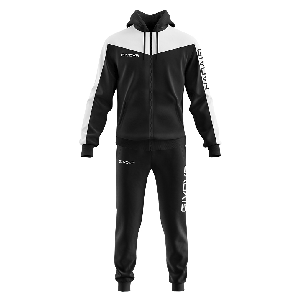 Givova Roma Hooded Tracksuit Black White