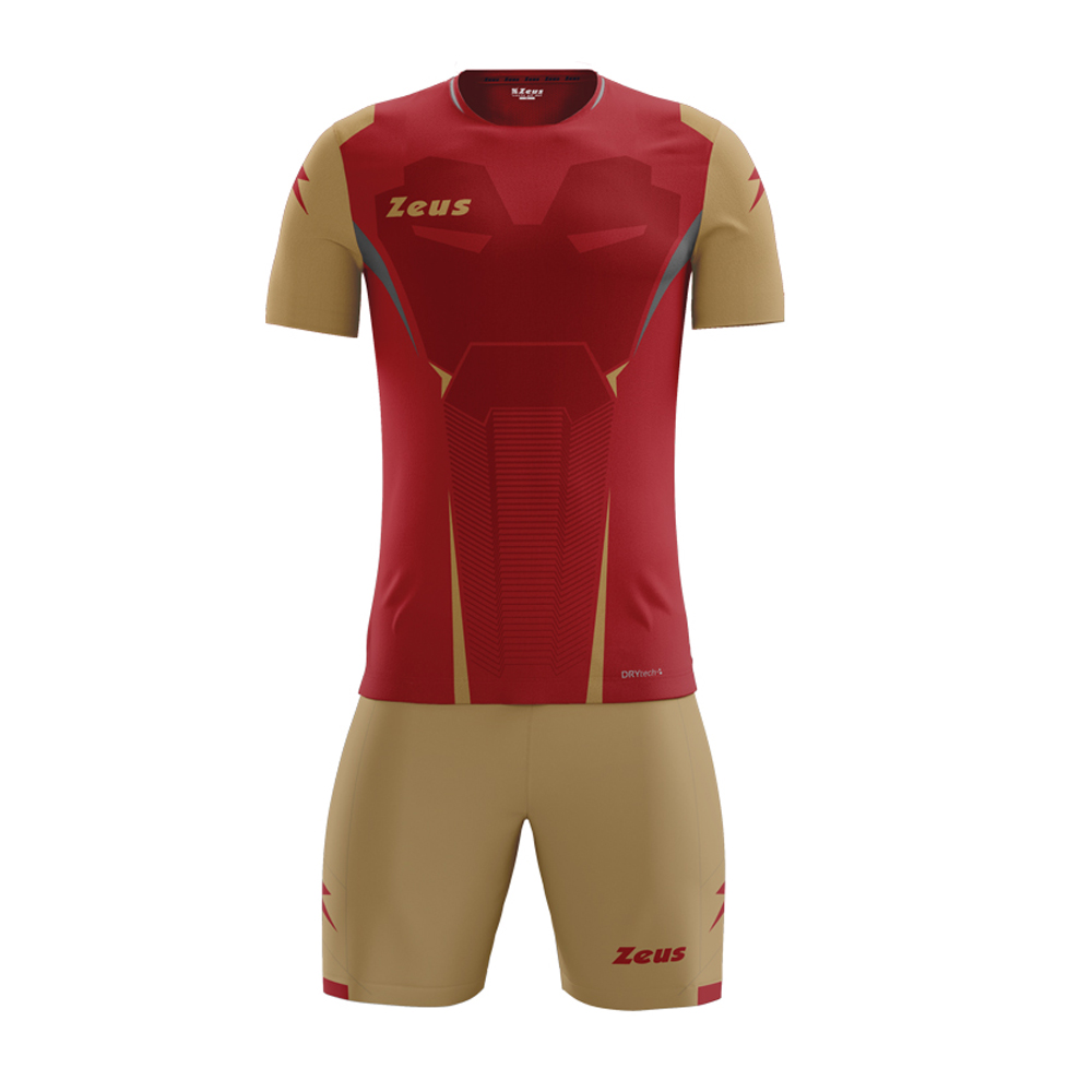 Zeus Hero Football Kit Red Gold