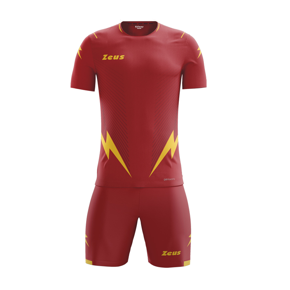 Zeus Hero Football Kit Red Yellow