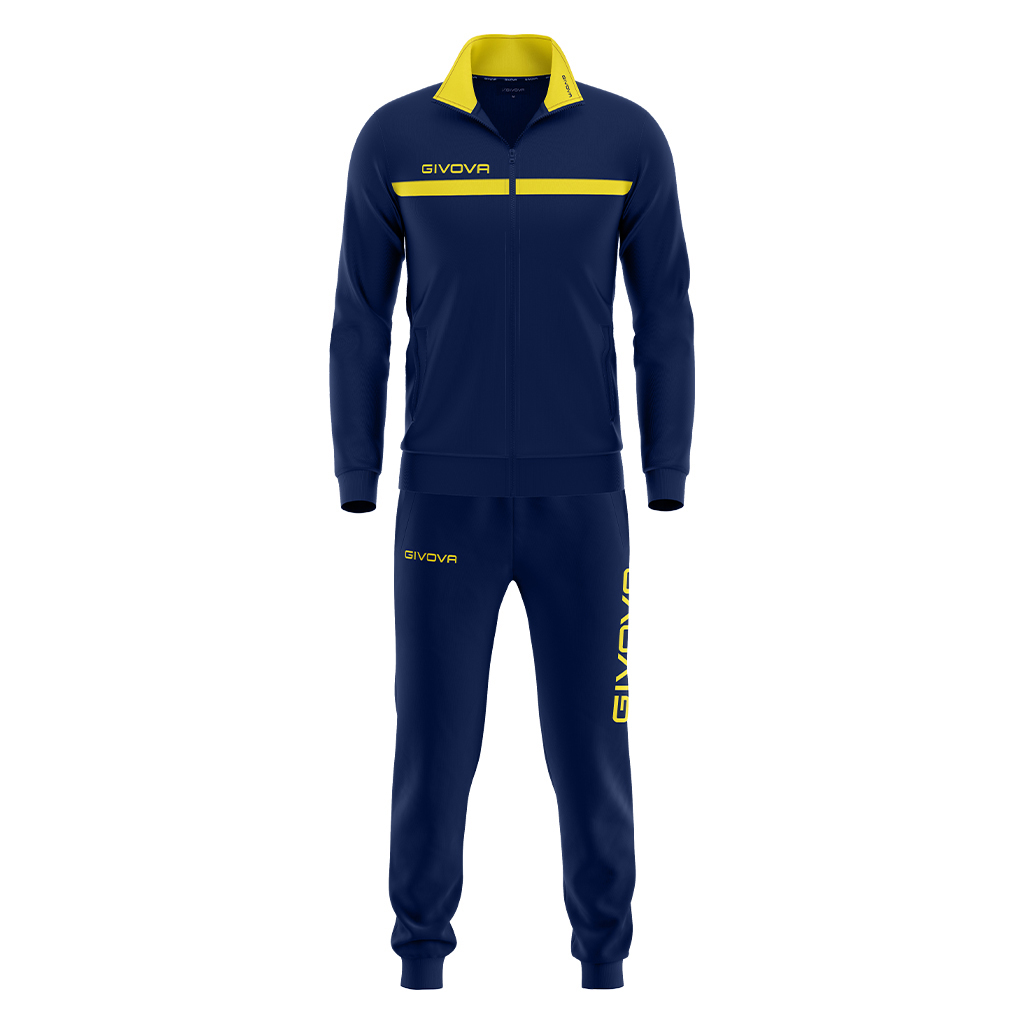 Givova One Full Zip Tracksuit Navy Yellow