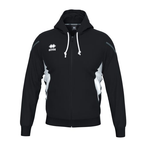 Errea Clancy Full Zip Hoodie Black White Anthracite