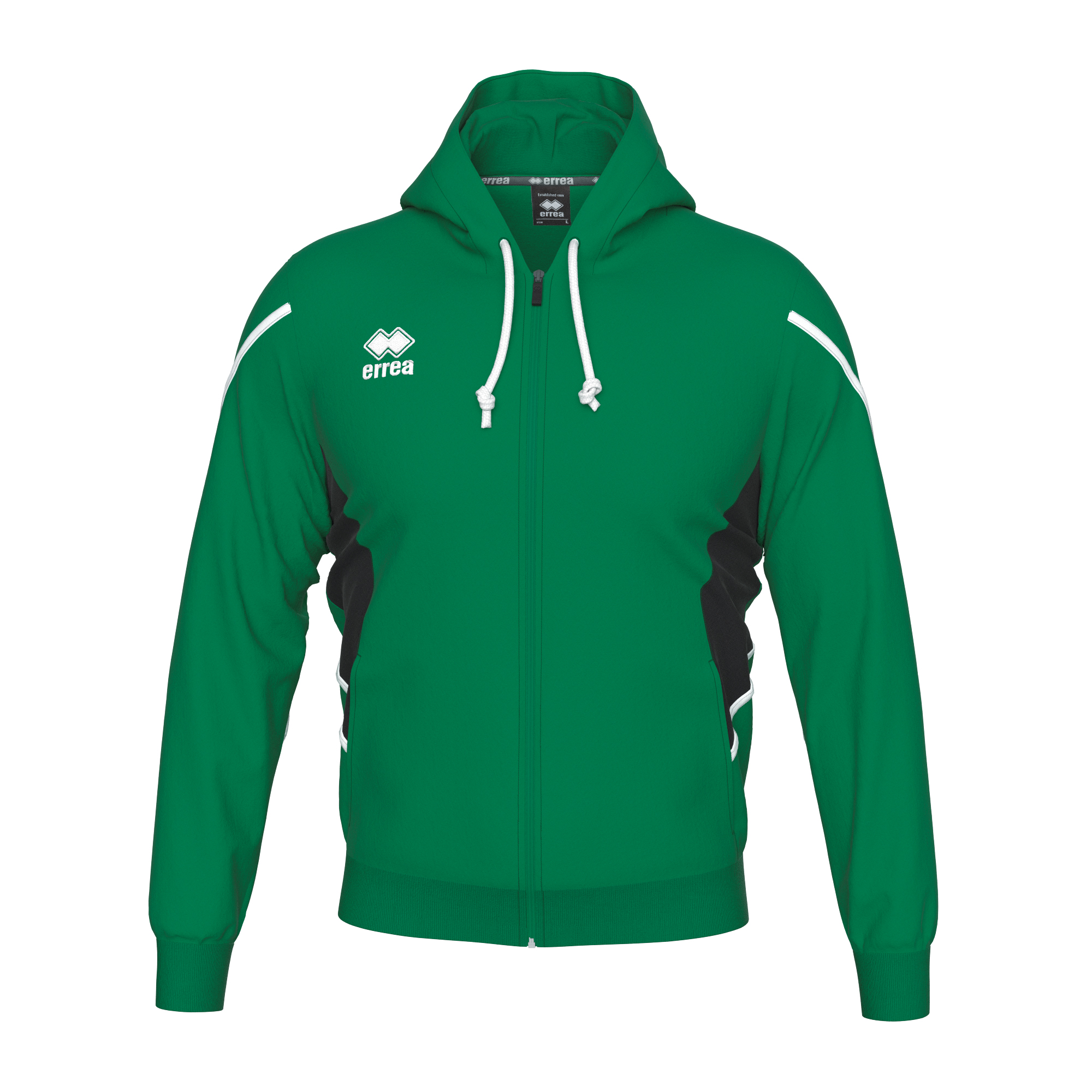 Errea Clancy Full Zip Hoodie Green Black White