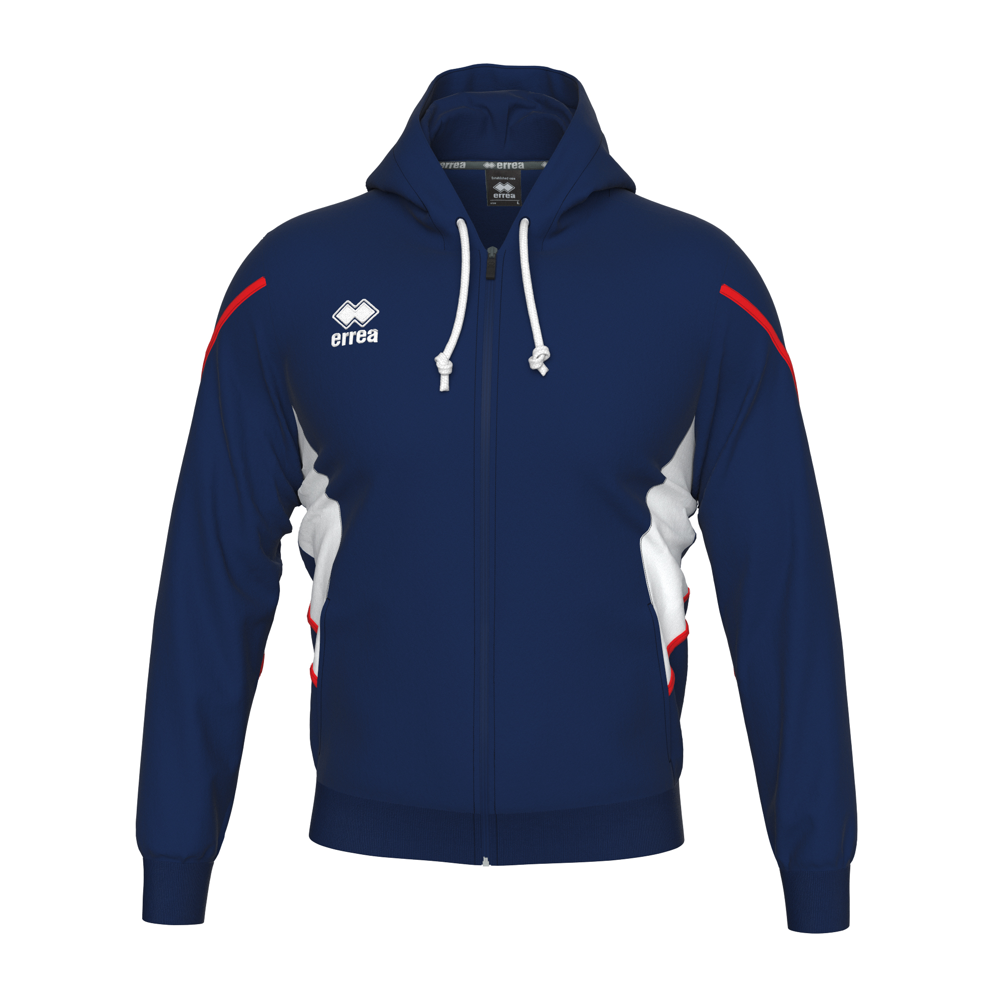 Errea Clancy Full Zip Hoodie Navy White Red