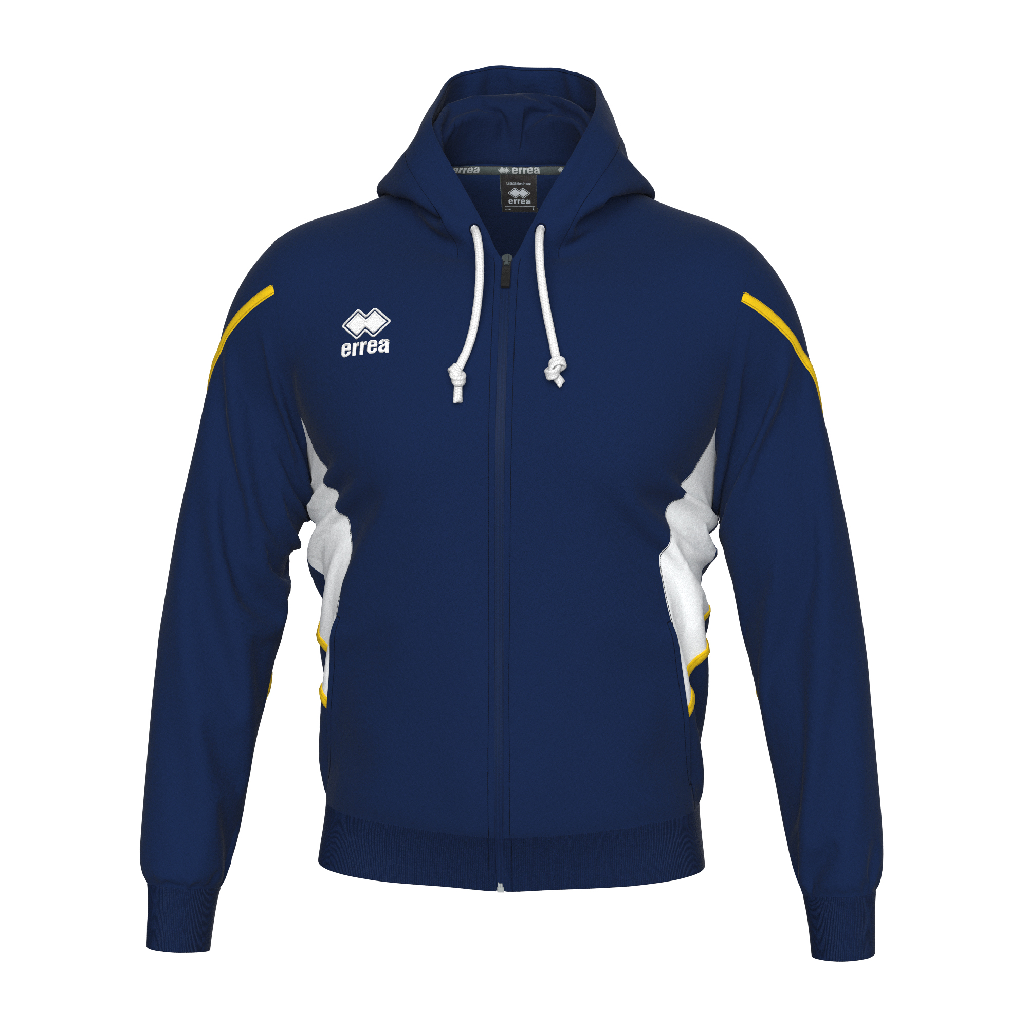Errea Clancy Full Zip Hoodie Navy White Yellow