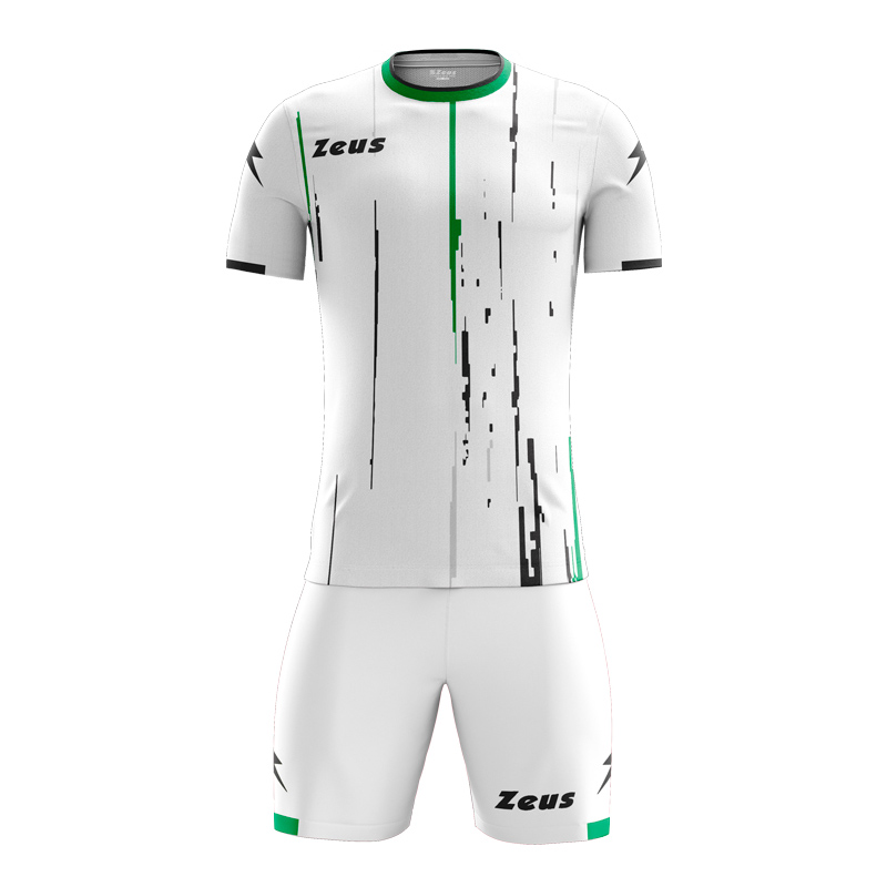 Zeus Bolt Football Kit White Black Green