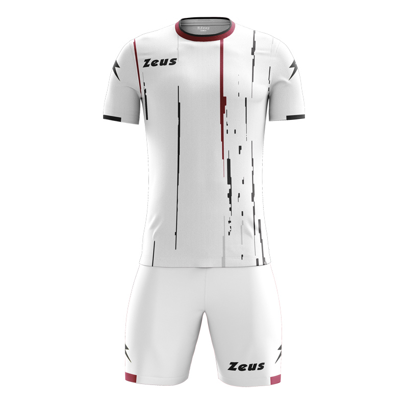Zeus Bolt Football Kit White Black Maroon