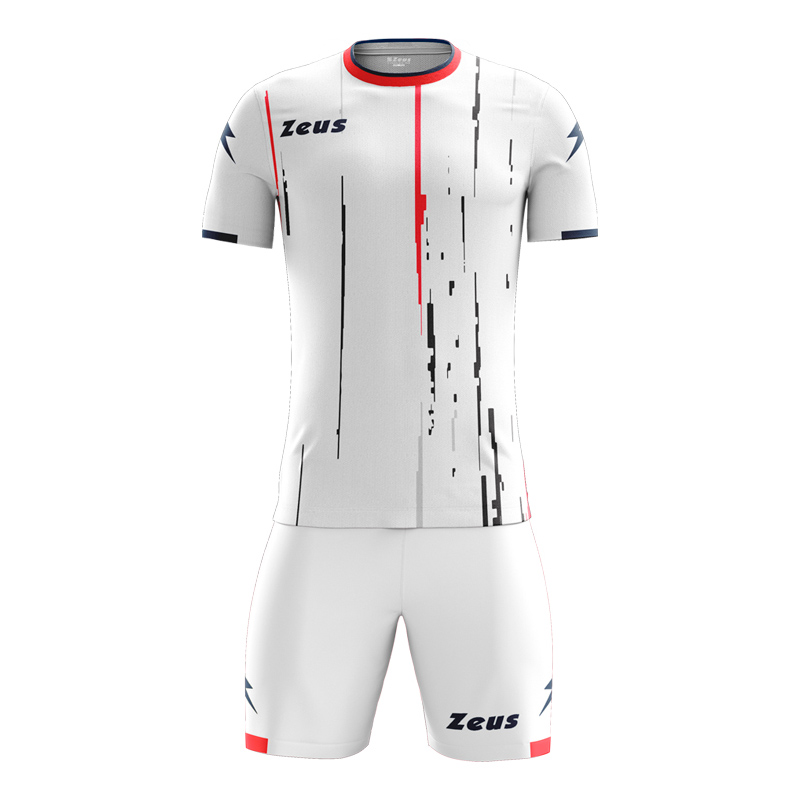 Zeus Bolt Football Kit White Navy Red