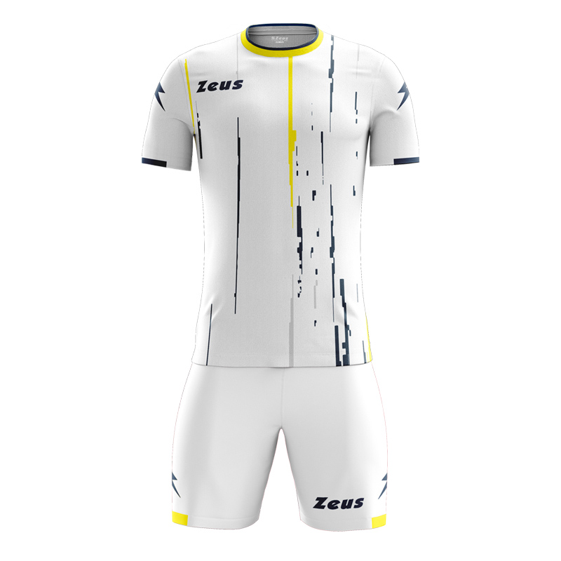 Zeus Bolt Football Kit White Navy Yellow