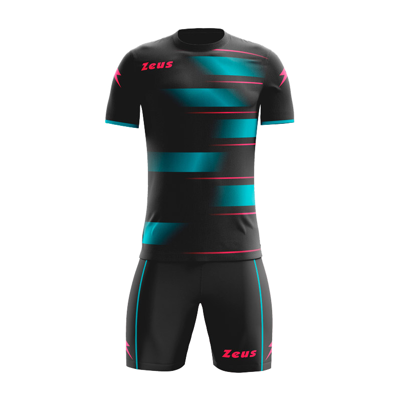 Zeus Kosmo Football Kit Black Aqua