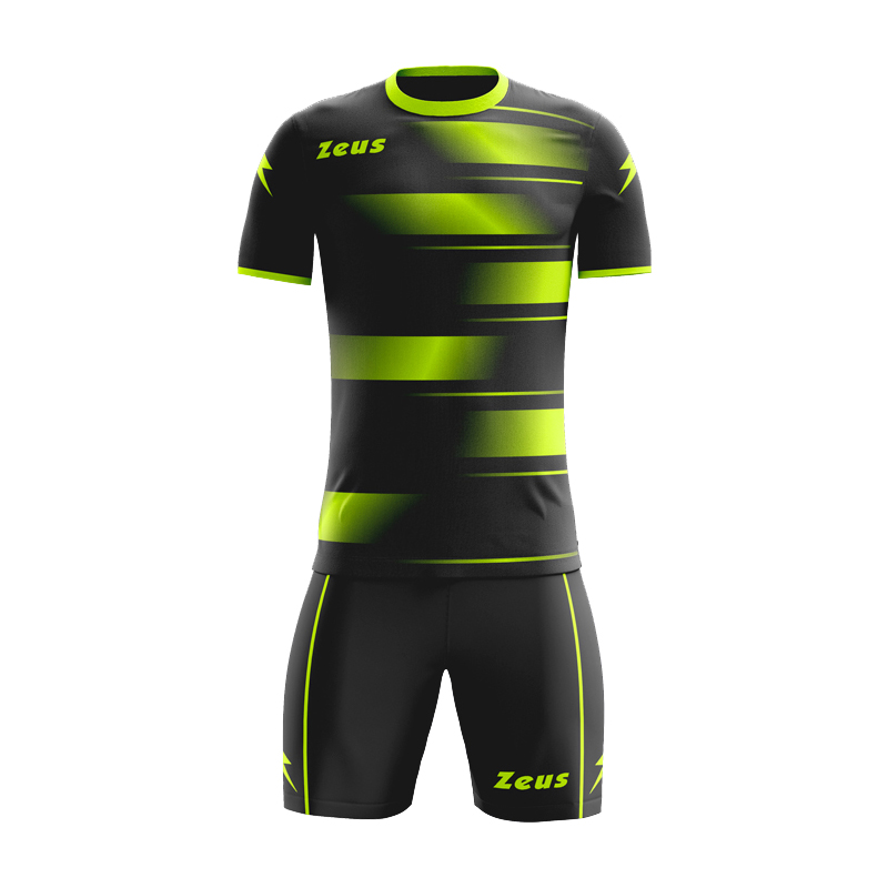 Zeus Kosmo Football Kit Black Yellow Fluo