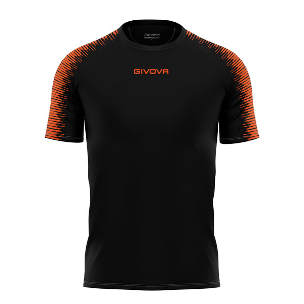 Givova Club In Mesh Football Shirt Black Orange Fluo
