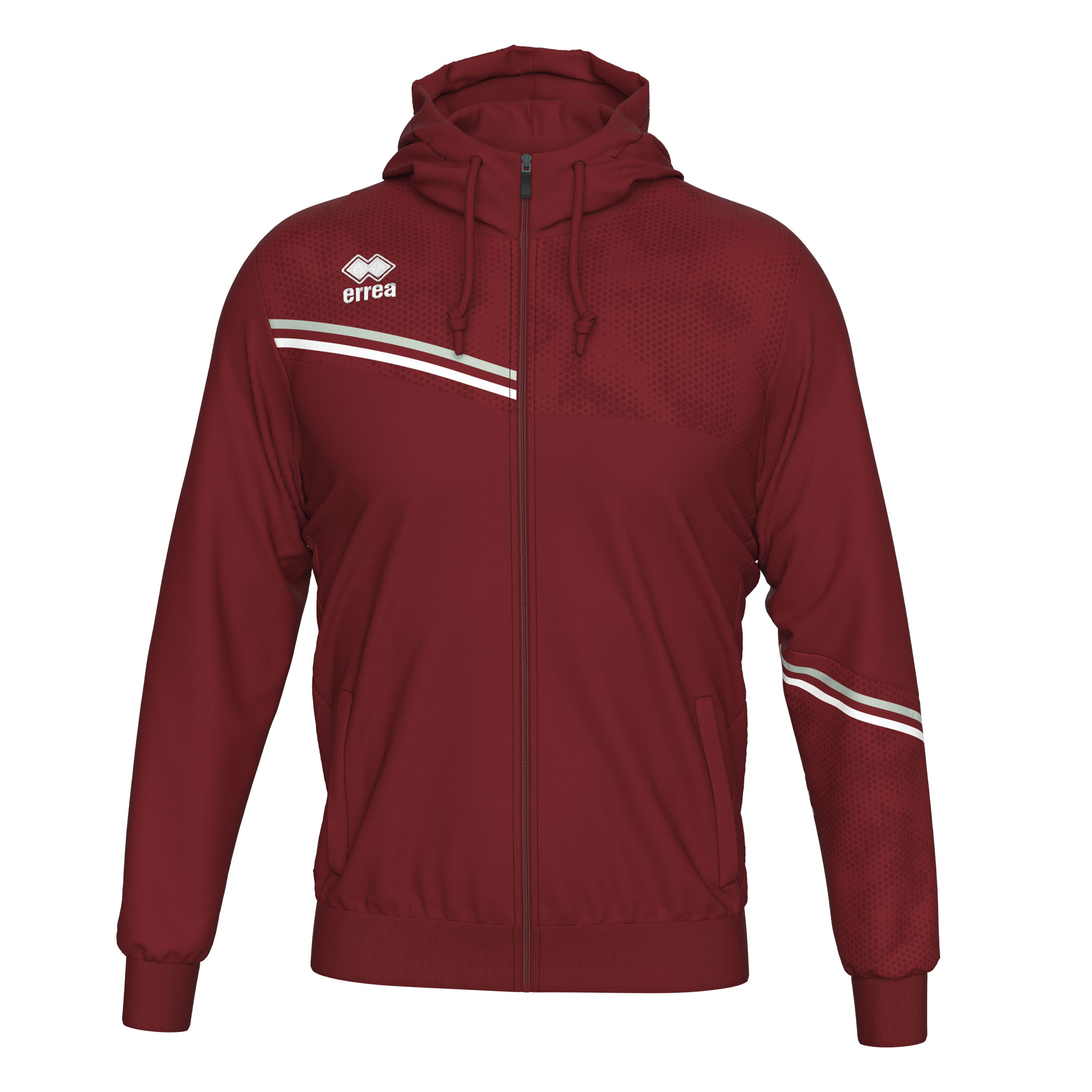 Errea Eber Hoodie Maroon Grey White