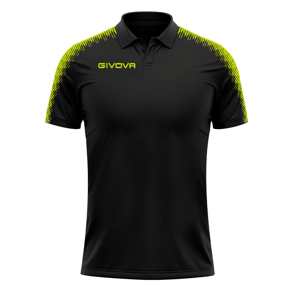 Givova Club Polo Shirt Black Yellow Fluo