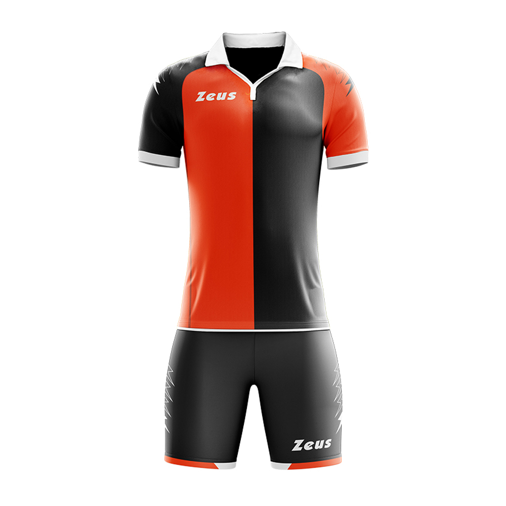 Zeus Gryfon Football Kit Black Orange Fluo